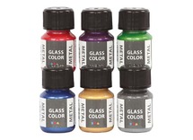 Verf - glasverf - metallic - 6 x 35 ml - set van 6 assorti