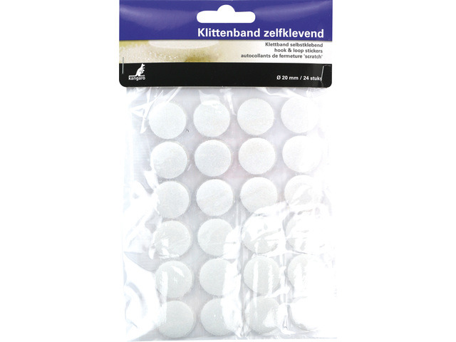 Velcro - klittenband - haak en fluweel - zelfklevend - rond - 20 mm - set van 24