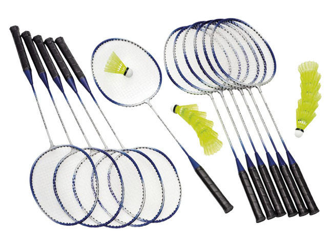 Werpspel - badmintonset - rackets en pluimpjes - set van 6 paar