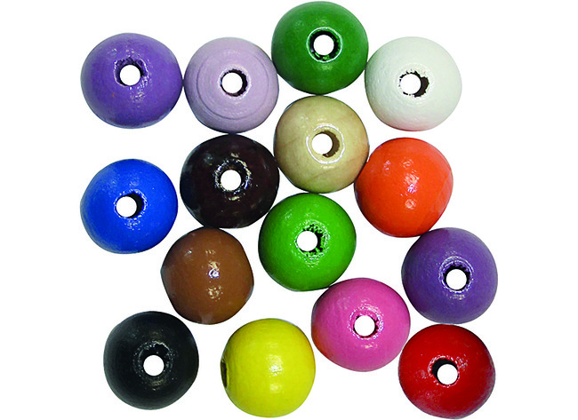 Kralen - hout - gekleurd - 1 cm diameter - per 1000