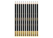 Potloden - grafietpotloden - Kores - 2H, H, F, HB, B, 2B, 3B, 4B, 5B, 6B, 7B, 8B - driekantig - doos - set van 12 assorti
