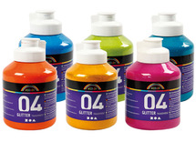 Verf - acrylverf - 6 x 500 ml - glitter - set van 6 assorti