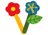 Stokken - hout - bloemen - set van 10