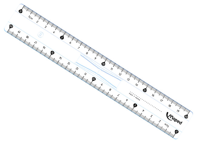 Latten - meetlat - Maped Classic - kunststof - 20 cm - met handvat - per stuk