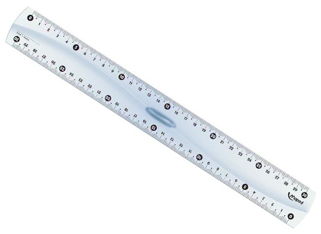 Latten - meetlat - Maped Classic - kunststof - 30 cm - met handvat - per stuk