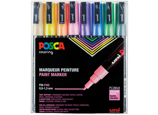 Stiften - Verfstiften - Posca - Pc3m - Pastel - Assortiment Van 8
