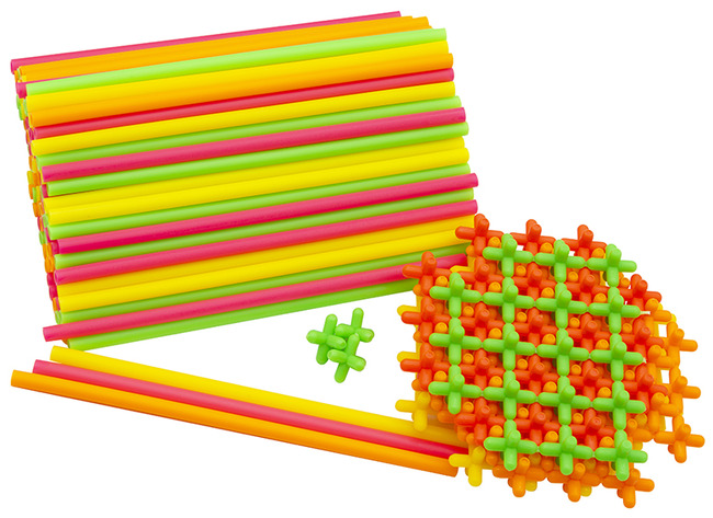 Bouwset - Roylco Straws & Connectors - 3D constructie - montagespel - rietjes - neon - set van 300