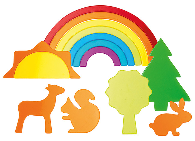 Lichtbord - regenboogwereld - natuur - zon - bomen - dieren - acryl - per set