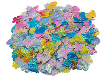 Figuren - vlinders, bloemen, hartjes, sterren - iriserend - decoratie - set van 500 assorti