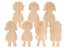 Speelgoed - figuren - poppetjes - hout - set van 7 assorti