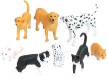 Speelgoed - dieren - huisdieren - set van 8 assorti