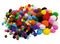 Decoratie - pompons - gekleurd - 1,2 tot 3,5 cm diameter - set van 300 assorti