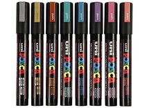 Stiften - verfstiften - Posca PC5M - metallic - set van 8 assorti