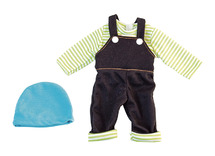 Poppenkleding - Miniland - herfst/winter - 32 cm - salopette, trui en muts - per set