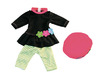 Poppen - kleding - Miniland - herfst/winter - jeansbroek met jas en sjaal, salopette met trui en muts, kleedje met legging en muts - 32 cm - per set