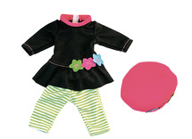 Poppenkleding - Miniland - herfst/winter - 32 cm - kleedje, legging en muts - per set