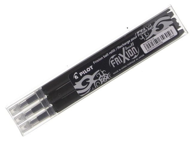 Pen - rollerpen - Pilot Frixion Ball - zwart - navulling - set van 3
