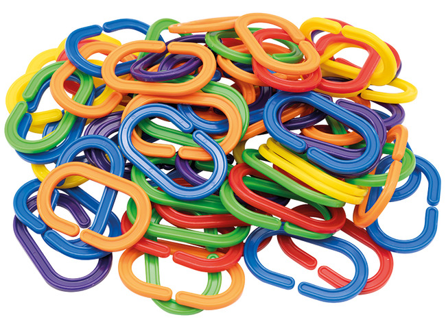 Fijne motoriek - schakels - Giant Links - ketting - plastic - 7,3 x 3,6 cm - set van 180 assorti