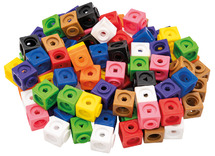 Rekenblokken - Linking Cubes - wiskundige bewerkingen - kunststof - 2 x 2 x 2 cm - rekenen - set van 100 assorti