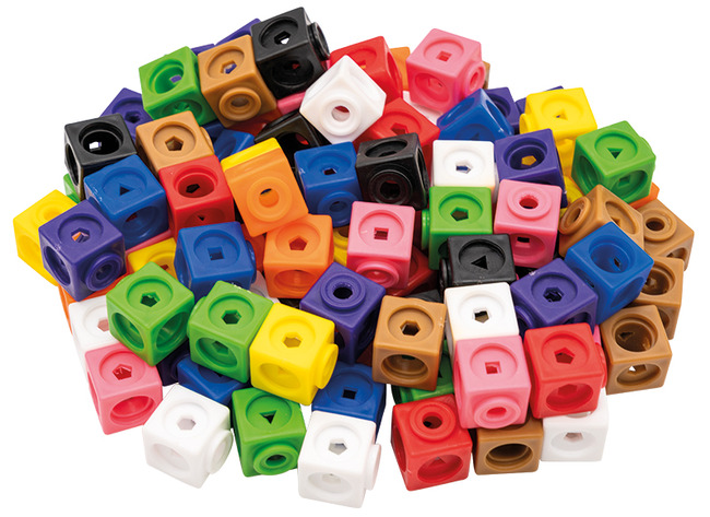 Rekenblokken - Linking Cubes - wiskundige bewerkingen - kunststof - 2 x 2 x 2 cm - rekenen - set van 100 assorti