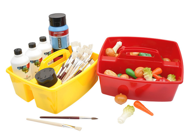 Opbergtray - Caddies Large - nestbaar  - groot - kunststof - 33 x 28 x 17 cm - set van 4 assorti