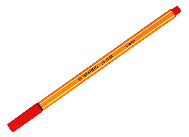 Stiften - schrijfstiften - Stabilo Point 88 - fineliner - 0,4 mm - rood - per stuk