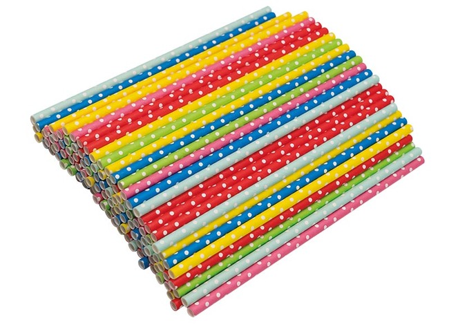 Rietjes - bolletjes - papier - decoraties - set van 120 assorti