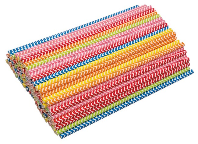 Decoraties - papieren rietjes - zigzag - set van 120 assorti