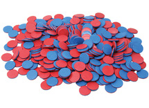 Rekenschijfjes - tellen en sorteren - tweekleurig - blauw/rood - 2,5 cm diameter - set van 400 assorti