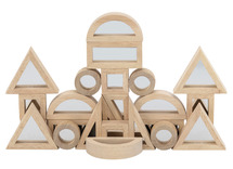 Bouwset - spiegelblokken - Viga - hout - set van 24 assorti