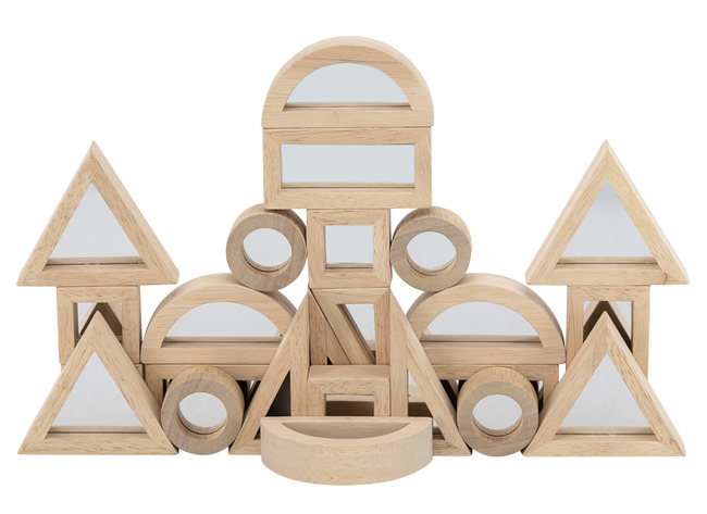Bouwset - spiegelblokken - Viga - hout - set van 24 assorti