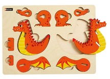 Puzzel - 3D - draak - hout - 10 stukjes - per stuk