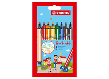 Stiften - kleurstiften - Stabilo Trio Scribbi - driekantig - 2 mm - set van 8 assorti