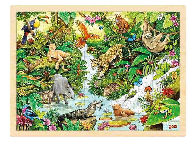Puzzel - themapuzzel - Goki - jungle - 96 stukjes - hout - per stuk