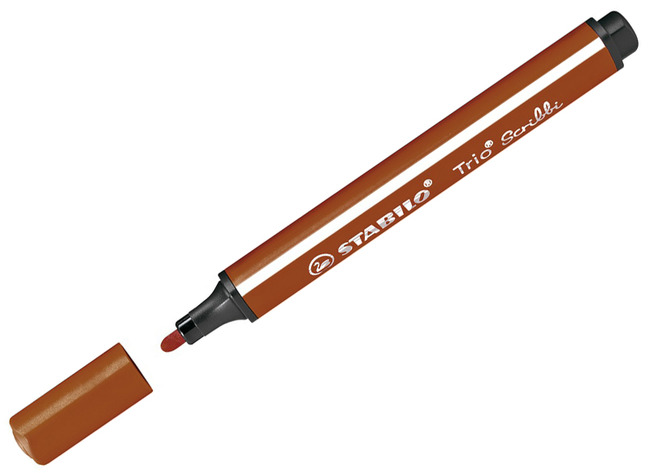 Stiften - kleurstiften - Stabilo Trio Scribbi - 2 mm - lichtbruin - set van 5