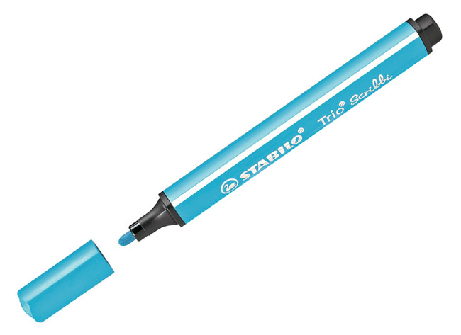 Stiften - kleurstiften - Stabilo Trio Scribbi - 2 mm - lichtblauw - set van 5