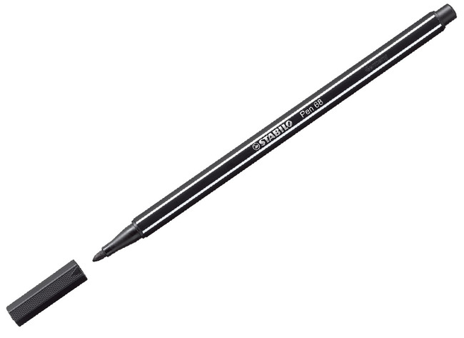 Stiften - kleurstiften - Stabilo Pen 68 - 1 mm - zwart - set van 10