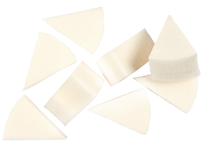 Schmink - sponzen - schminkspons - driekhoekig - wit - synthetisch - afwasbaar - 4 x 2,5 cm - set van 8
