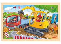 Puzzel - themapuzzel - Goki - wegenwerken - 96 stukjes - hout - per stuk