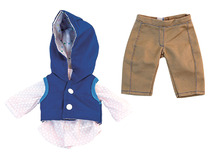 Poppen - kleding - Miniland - lente/zomer - 32 cm - broek, hemd, regencape - per set