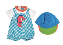 Poppenkleding - Miniland - lente/zomer - 32 cm - romperkleedje en muts - per set