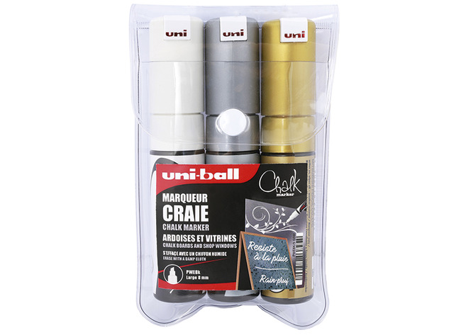 Stiften - krijtstiften - Uni-ball - vensterstiften - assortiment van 3