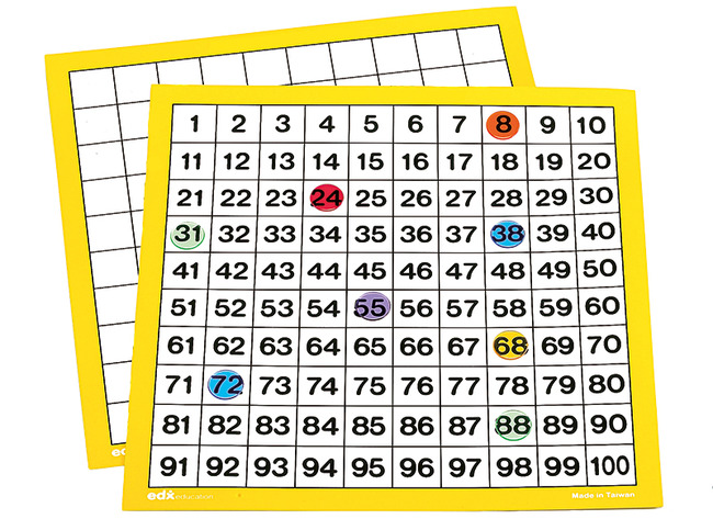 Getallen - EDX Education - bord - honderdveld - tellen tot 100 - gelamineerd - set van 10