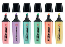 Markeerstiften - fluostiften - Stabilo Boss - pastelkleuren - set van 6