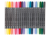 Stiften - textielstiften - dubbele punt - extra kleuren - set van 20 assorti