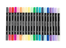 Stiften - textielstiften - dubbele punt - extra kleuren - set van 20 assorti