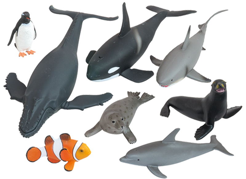 Boven hoofd en schouder Catastrofe Strak Speelgoed dieren - zeedieren - set van 8 assorti - Baert