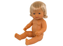 Poppen - babypop - Miniland Baby Doll - met haar - 38 cm - meisje - europees - per stuk