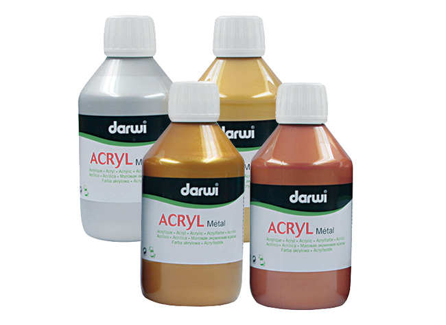 Verf - acrylverf - Darwi - metal - 4 x 250 ml - set van 4 assorti