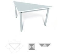 Tafel - Driehoek - 113 cm x 80 cm x 52 cm - onderstel ral 5014 (grijsblauw) - blad beuk - per stuk